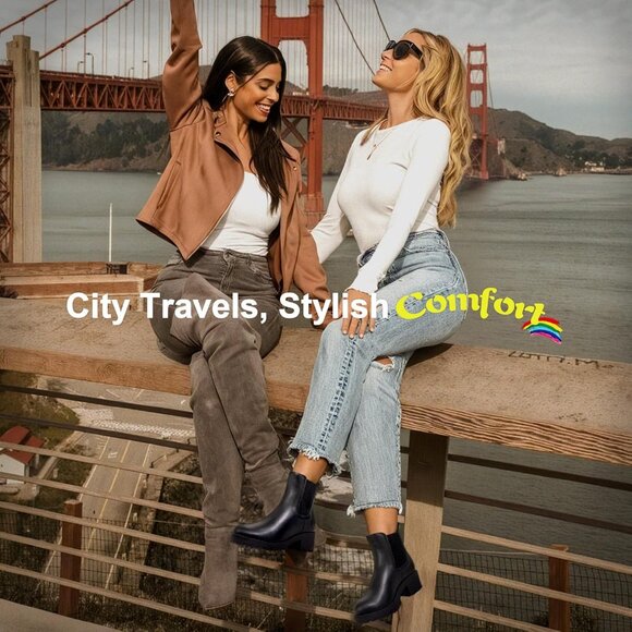 Vepose Women's Black Faux Leather Chunky Heel Chelsea Ankle Pull-On Booties - Picture 8 of 9